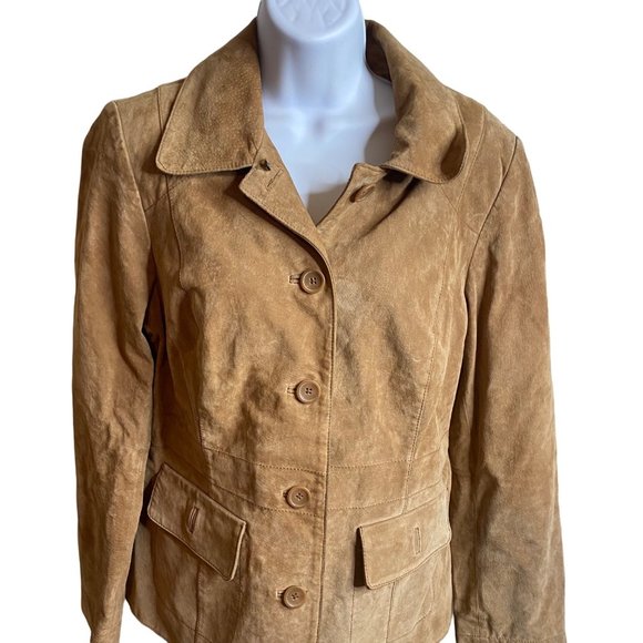 Alfani size large brown 100% leather button front jacket - Picture 5 of 8